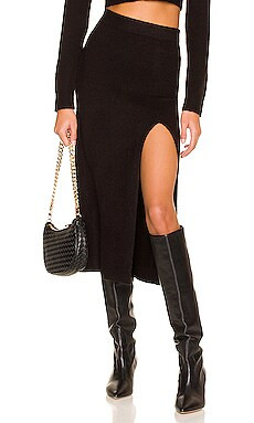 L'Academie Drew Midi Skirt in Black from Revolve.com | Revolve Clothing (Global)