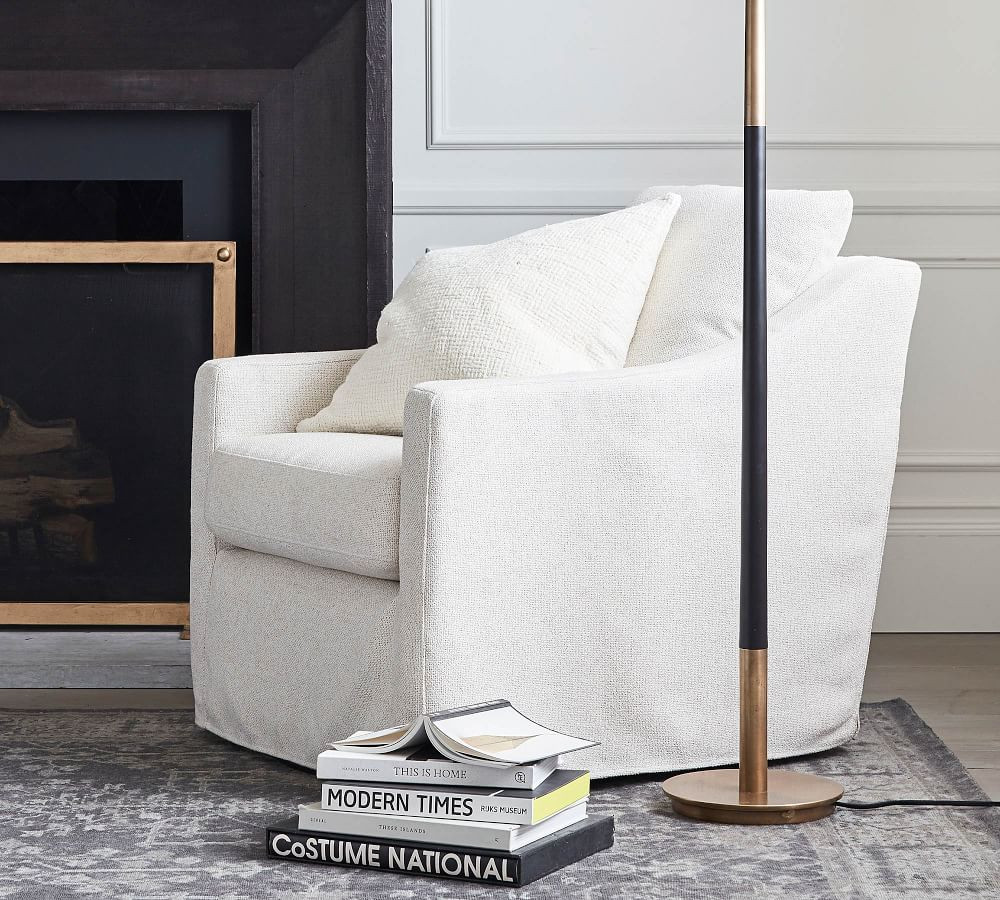 Ayden Slope Arm Slipcovered Swivel Glider | Pottery Barn (US)