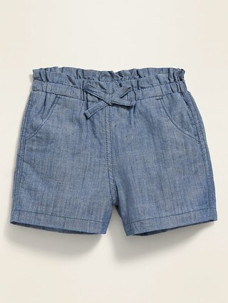 Chambray Paperbag-Waist Pull-On Shorts for Toddler Girls | Old Navy (US)