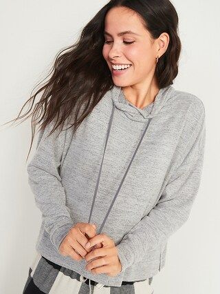 Soft-Brushed Plush-Knit Pullover Lounge Hoodie for Women | Old Navy (US)