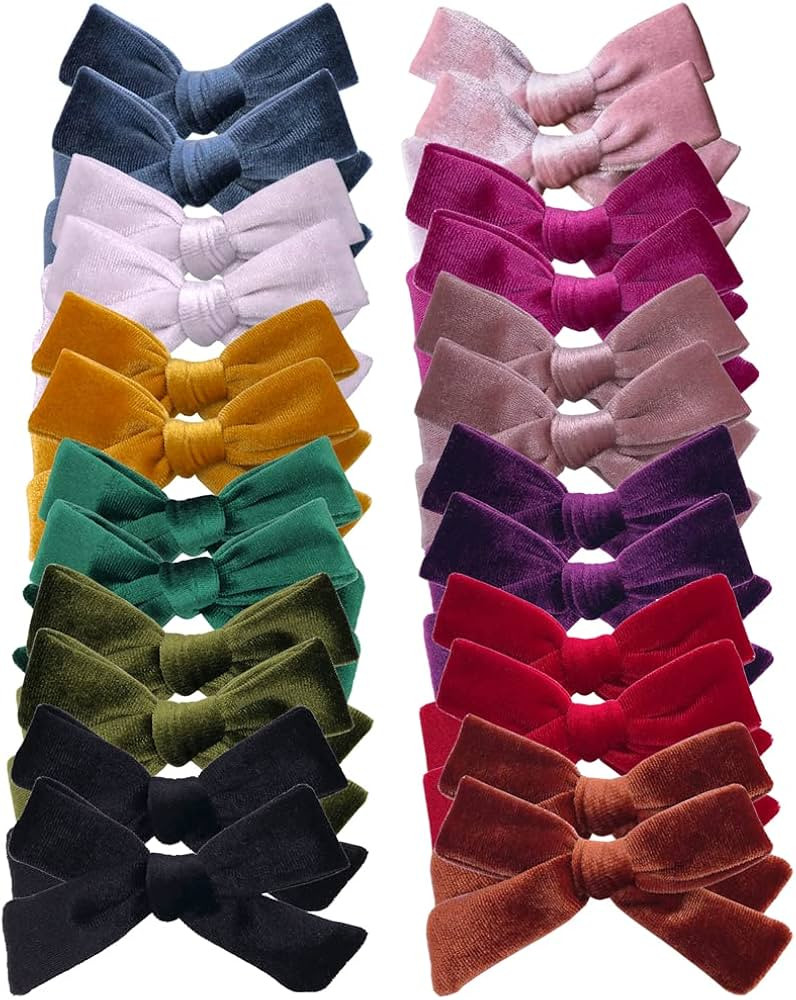 24 Pieces Velvet Bow Hair Clips Barrettes for Baby Girl Hair Bows Alligator Clip Accessories for ... | Amazon (US)