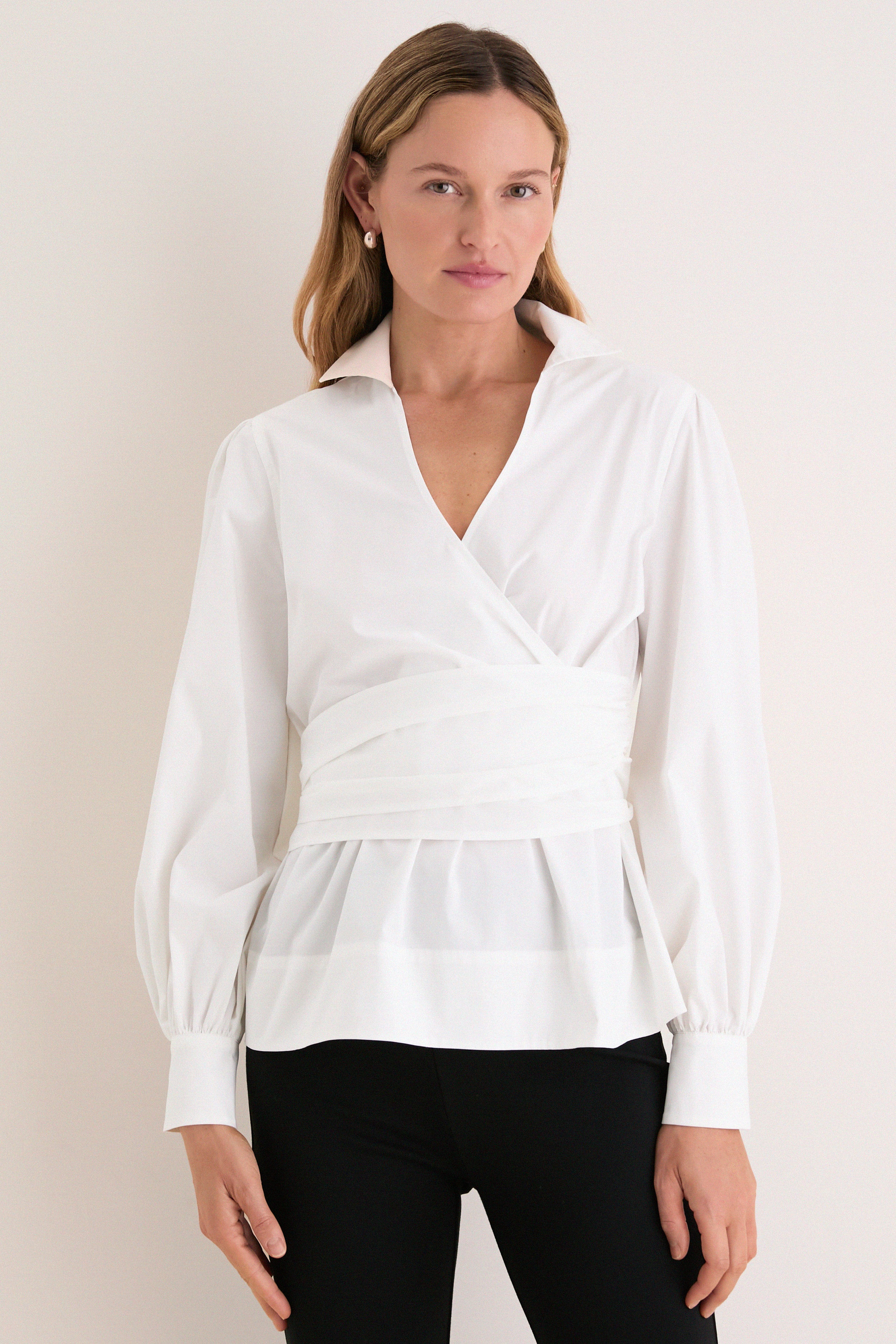 White Tie Front Bow Bea Blouse | Tuckernuck (US)