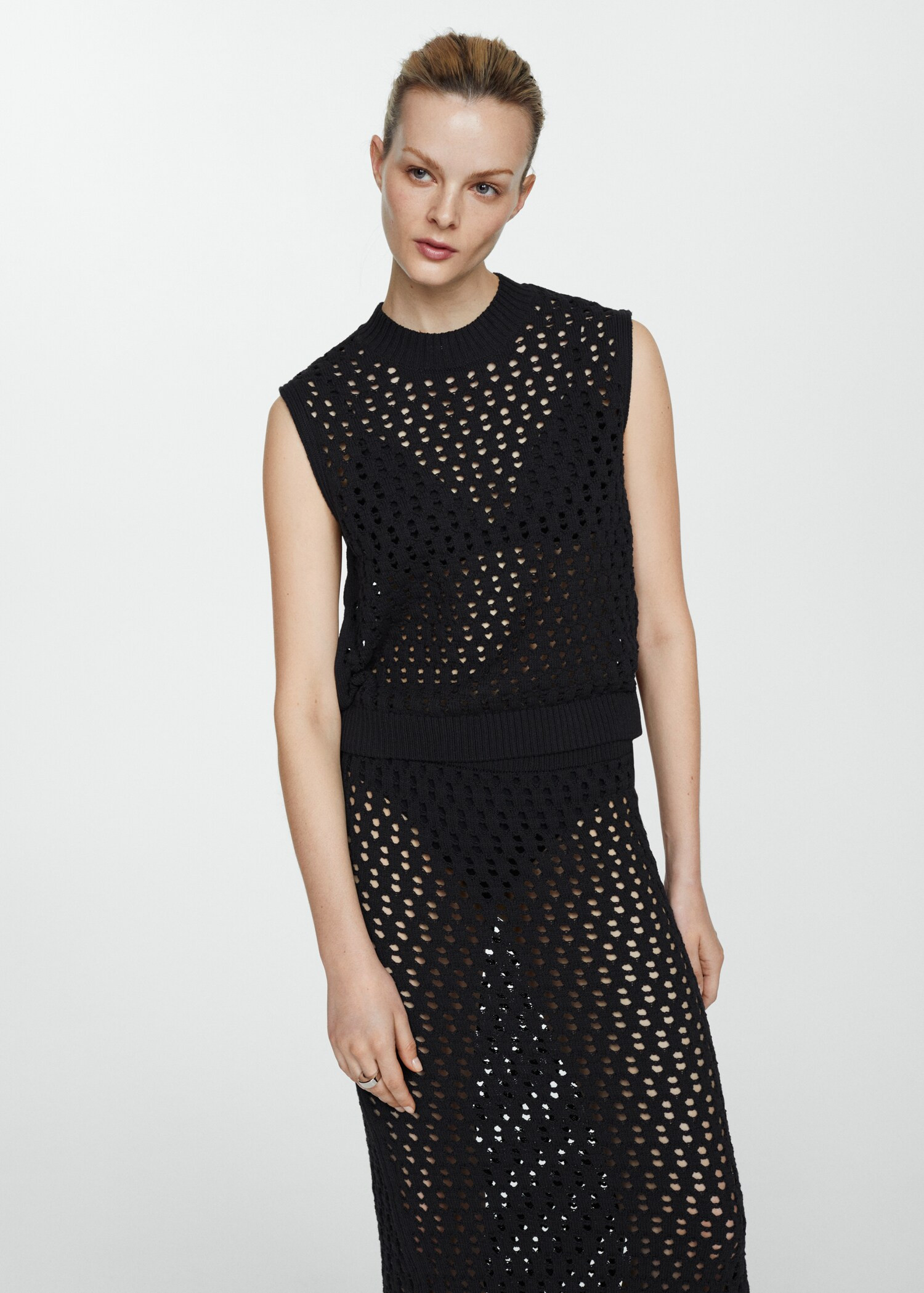 Openwork knitted skirt - Woman | MANGO USA | MANGO (US)