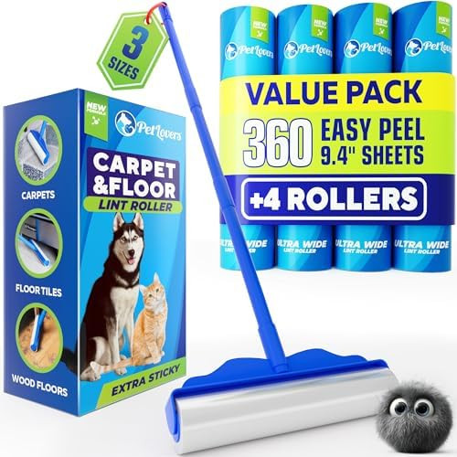 PetLovers Large Lint Roller with 3 Refills – 360 Total Sheets for Tackling Pet Hair, Extra Larg... | Amazon (US)