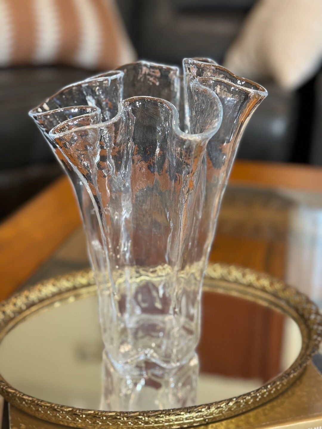 Vintage Muurla Lasi Finnish Finland Clear Ruffled Art Glass Vase 9" | Etsy (US)