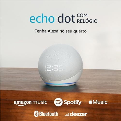 Echo Dot 5ª geração com Relógio | Smart speaker com Alexa | Display de LED ainda melhor | Cor... | Amazon (BR)