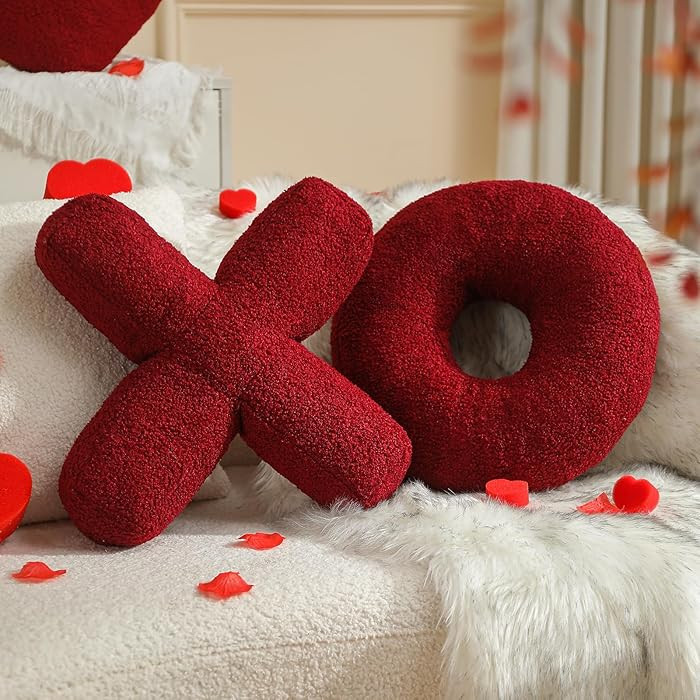 EastTree XO Pillows, Valentines Love XO Shaped Pillow, Wine Red Throw Pillows, Love Pillow Gifts,... | Amazon (US)