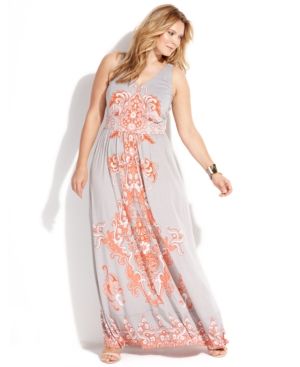 INC International Concepts Plus Size Sleeveless Paisley-Print Maxi Dress | Macys (US)