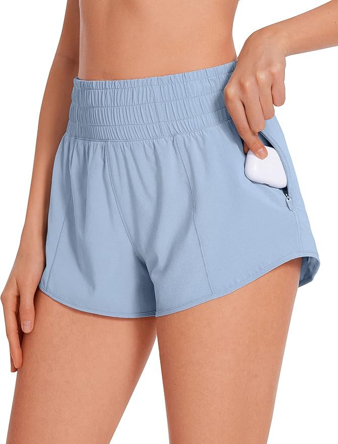 CRZ YOGA High Waisted Running Shorts for Women 2.5" - Mesh Liner Quick Dry Sport Athletic Workout... | Amazon (US)