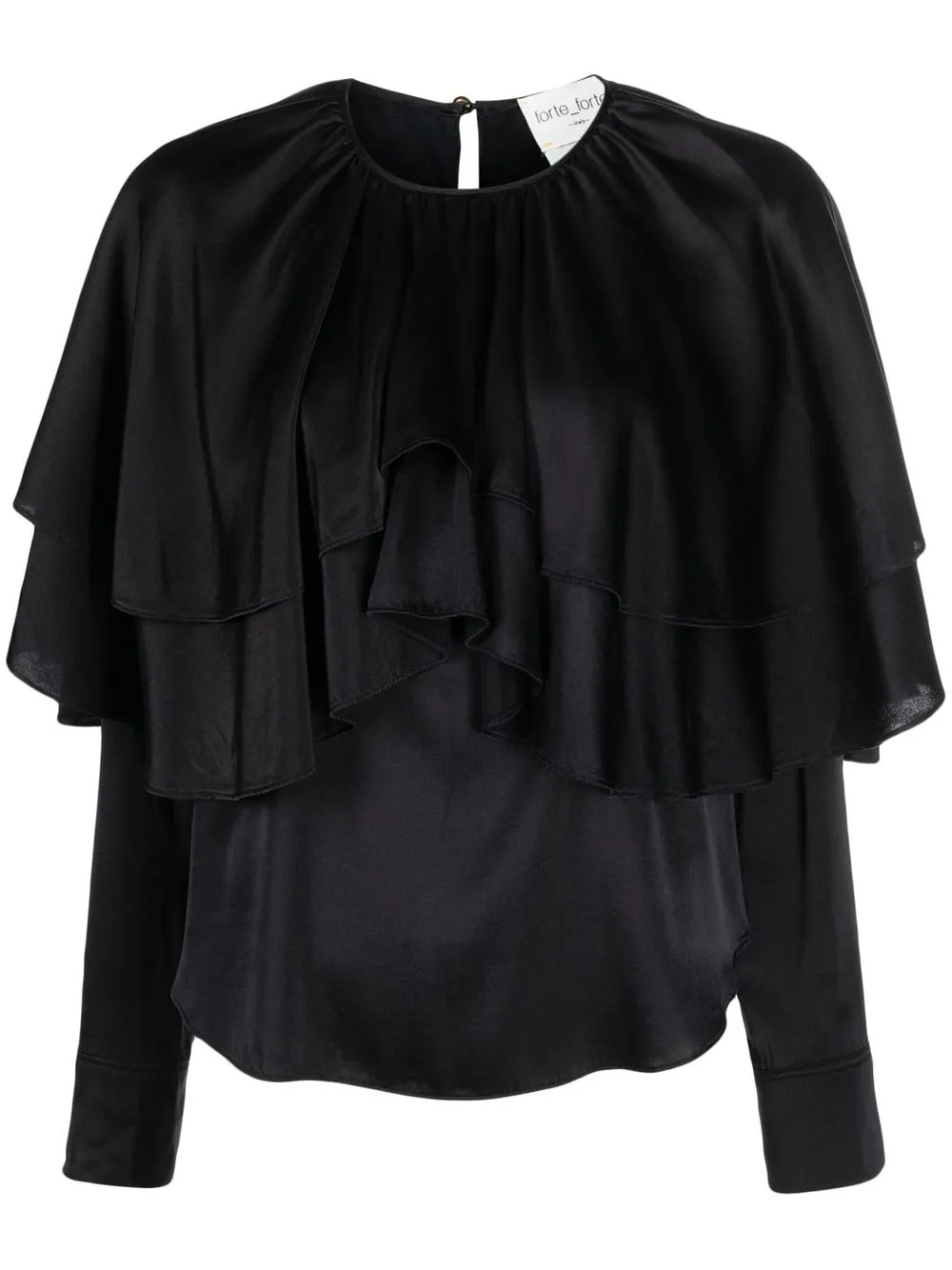 Forte Forte Layered long-sleeve Satin Blouse - Farfetch | Farfetch Global