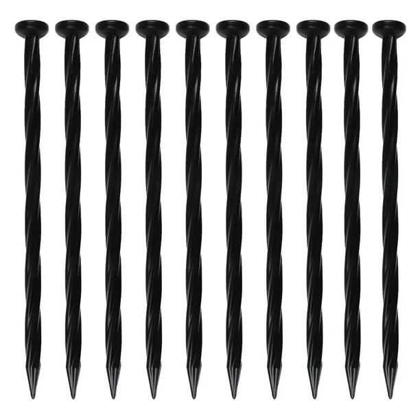 Expert Gardener No-Dig Nylon Anchor Spike 10-Ct. Pack, Plastic Garden Stake, Black | Walmart (US)