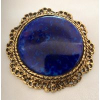 Vintage Blue Lapis | Faux Cabochon Filigree Brooch | Etsy (US)