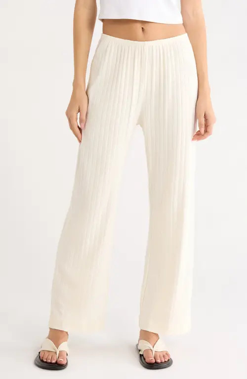DONNI. The Pointelle Simple Organic Cotton Crop Pants in Creme at Nordstrom, Size Medium | Nordstrom