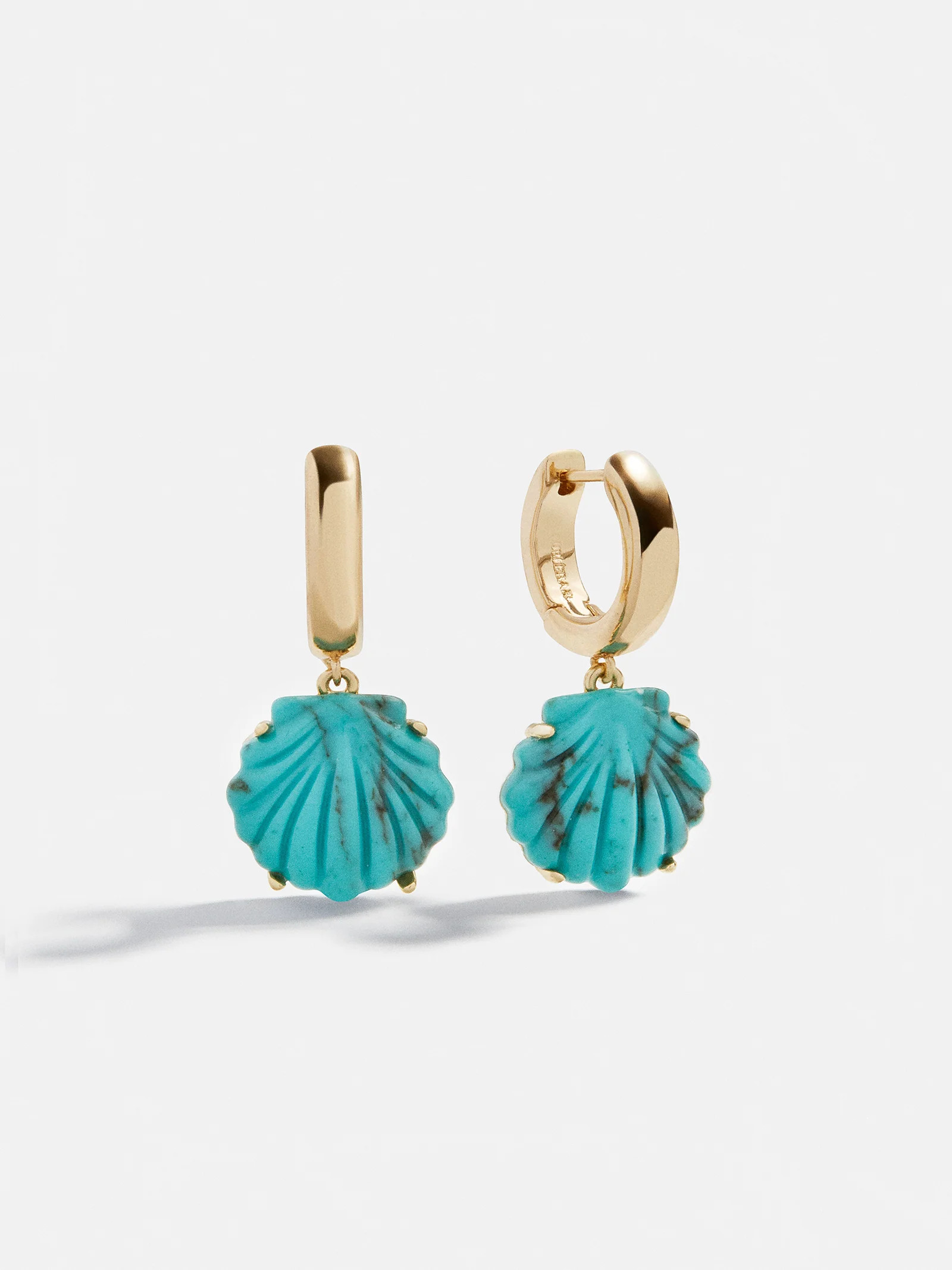 Genevieve Seashell Earrings - Gold/Turquoise | BaubleBar