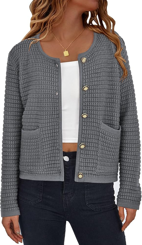 PRETTYGARDEN Open Front Cardigan Sweaters for Women Button Down Long Sleeve Casual Cute Knitted S... | Amazon (US)