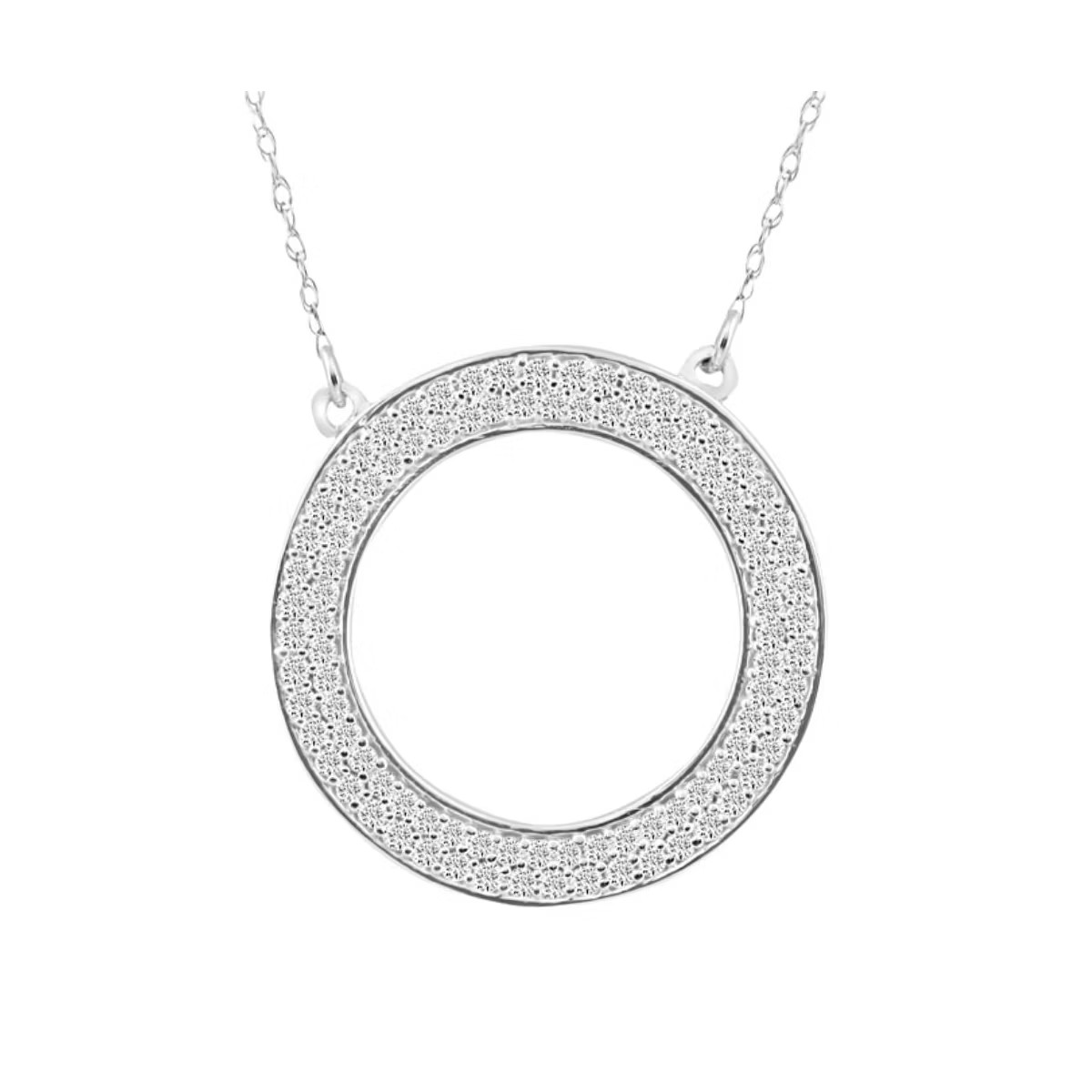 Pompeii3 5/8Ct Pave Round Cut Diamond Circle Pendant White or Yellow Gold Necklace 3/4" | Target