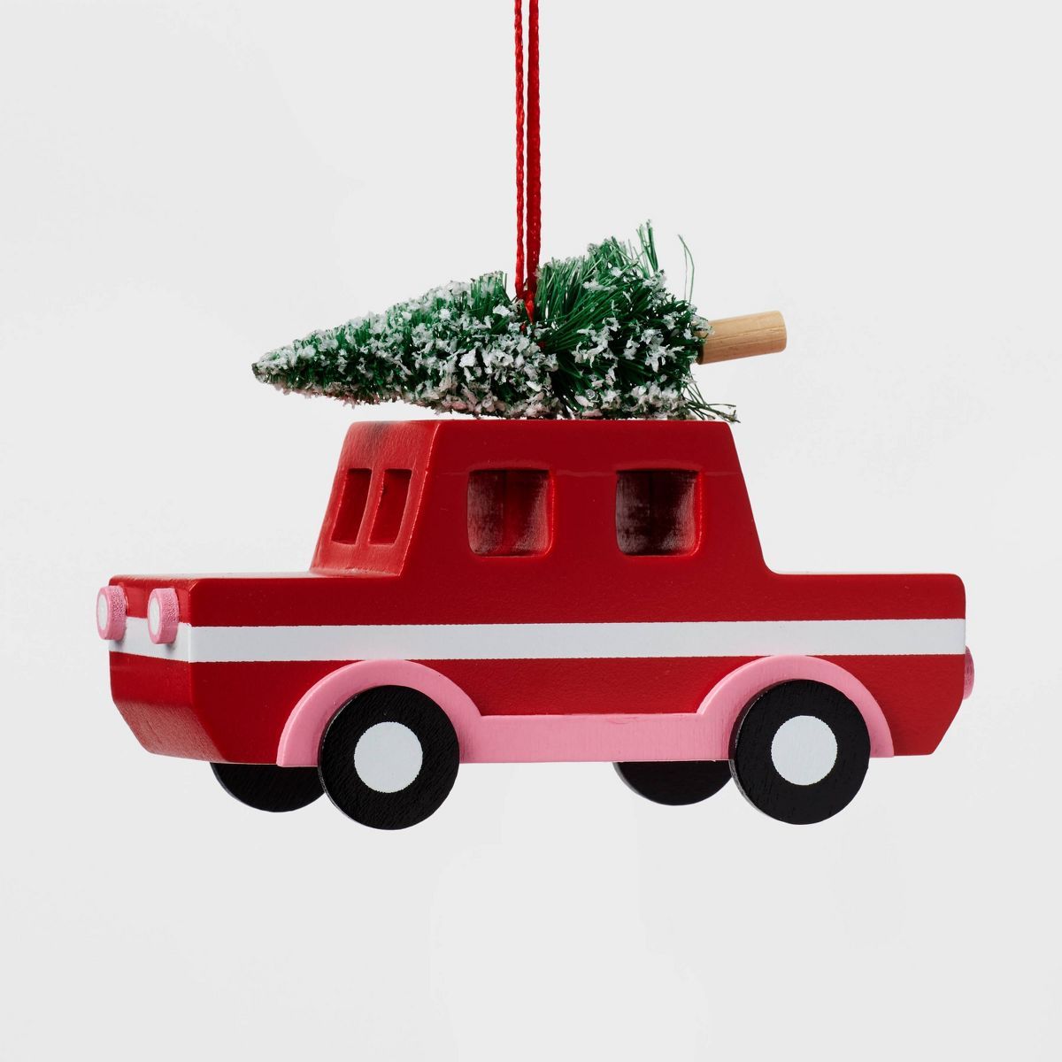 Wood Car with Tree Christmas Tree Ornament Red - Wondershop™ | Target