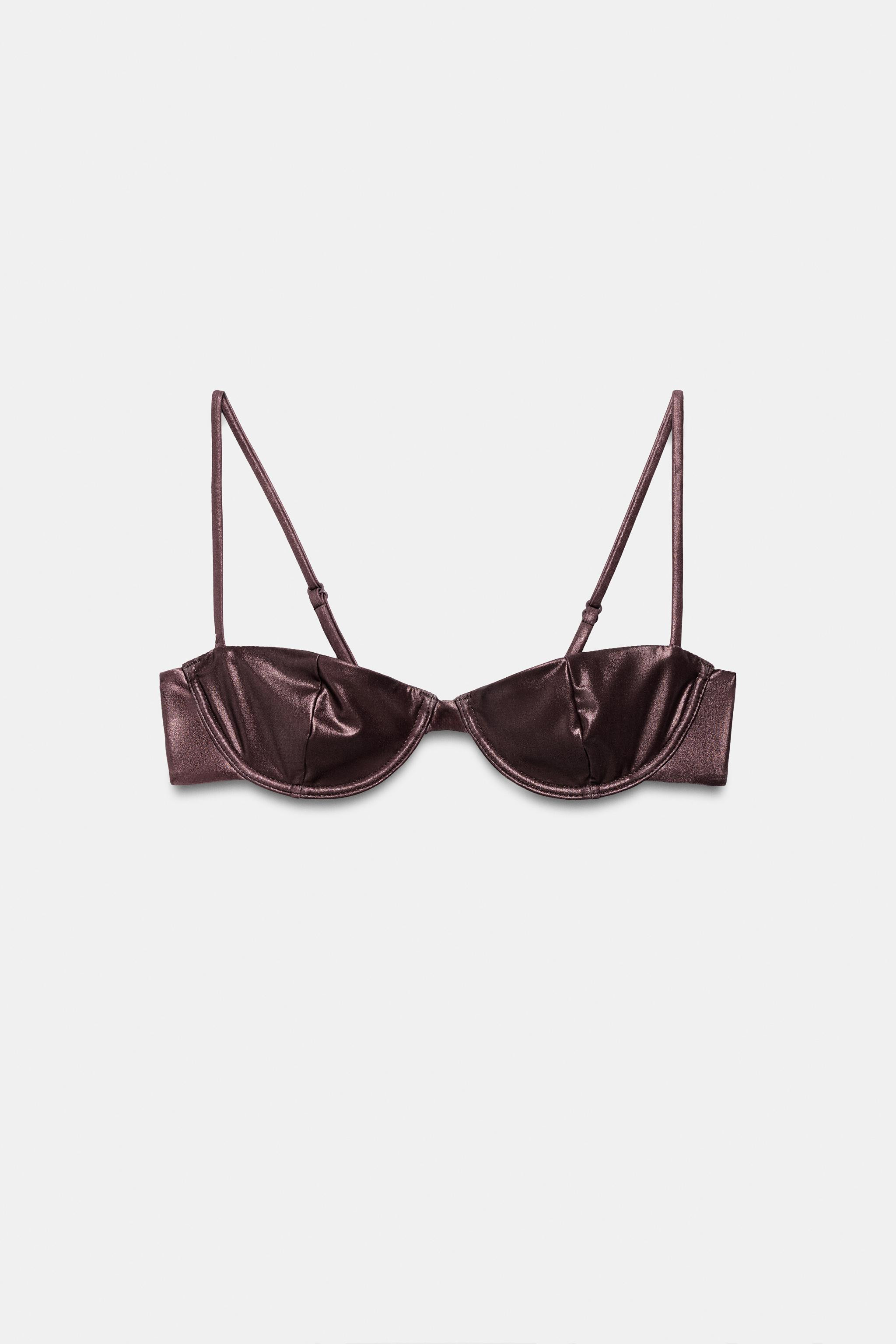 METALLIC UNDERWIRED BIKINI TOP | Zara UK