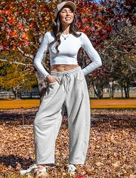 TARSE Women\u2019s Barrel Sweatpants Loose Fit Lounge Pants Casual Wide Leg Pants Cotton Comfy El... | Amazon (US)