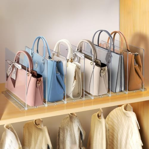 GoMaihe Bag & Purse Organizer for Closet: 4-Pack Adjustable Clear Handbag Storage Shelf - Plastic... | Amazon (US)
