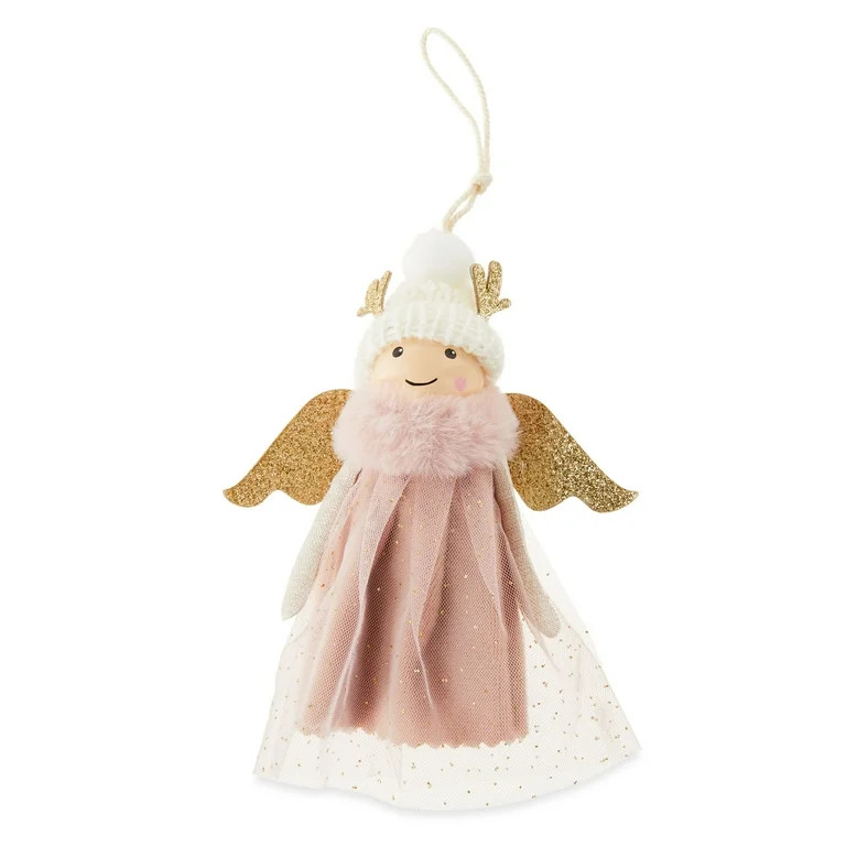 Blushful Pink Cute Polyester Angle with Hat Christmas Ornament 1pc, by Holiday Time | Walmart (US)