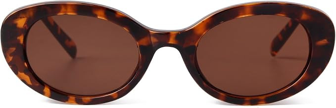 Fashion Oval Sunglasses for Women Retro 90s Small Tortoise Shades | Amazon (US)
