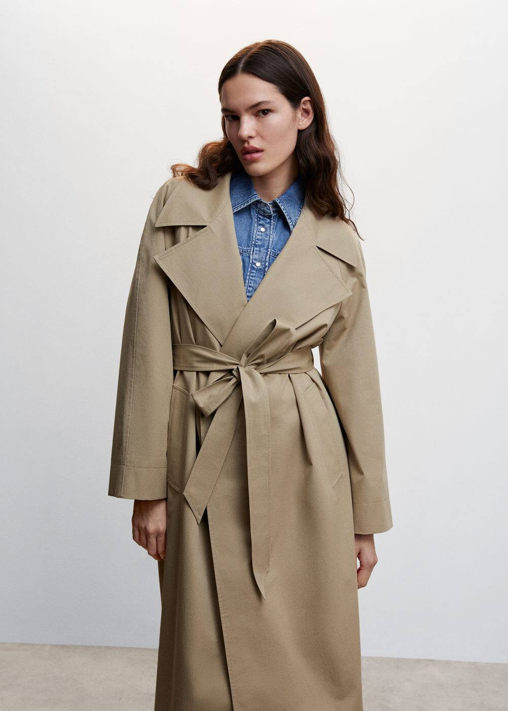 Oversized cotton trench coat | MANGO (US)