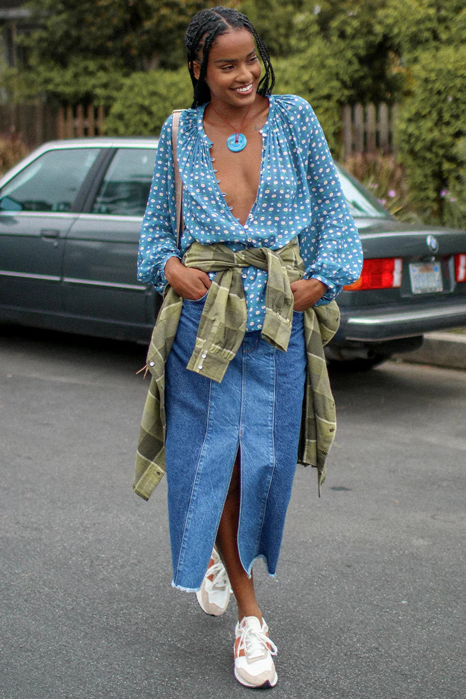 Daisy Patchwork Denim Skirt | Spell Designs (USA)