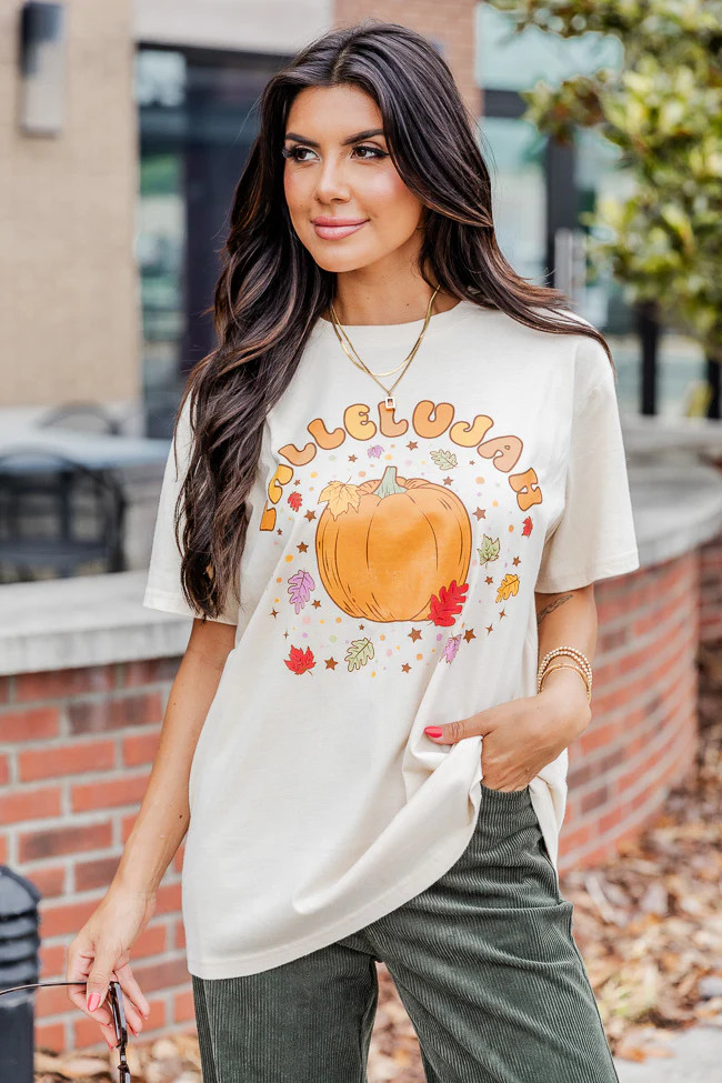 Fallelujah Ivory Graphic Tee | Pink Lily