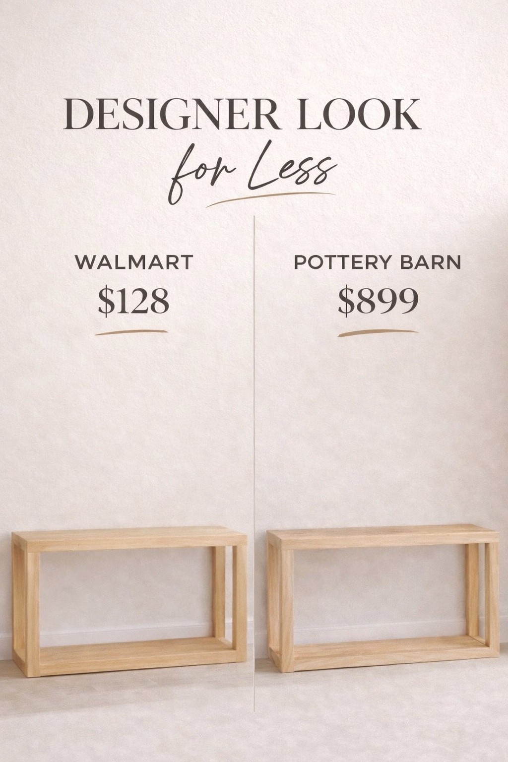 Designer Console Table Dupe

Same look, huge price difference.

This one has that simple, clean-lined wood frame that works in so many spaces and gives that high-end, minimal feel for less.

Perfect behind a sofa, in an entry, or styled along a wall.

Shop it here

#LTKSaleAlert #LTKHome