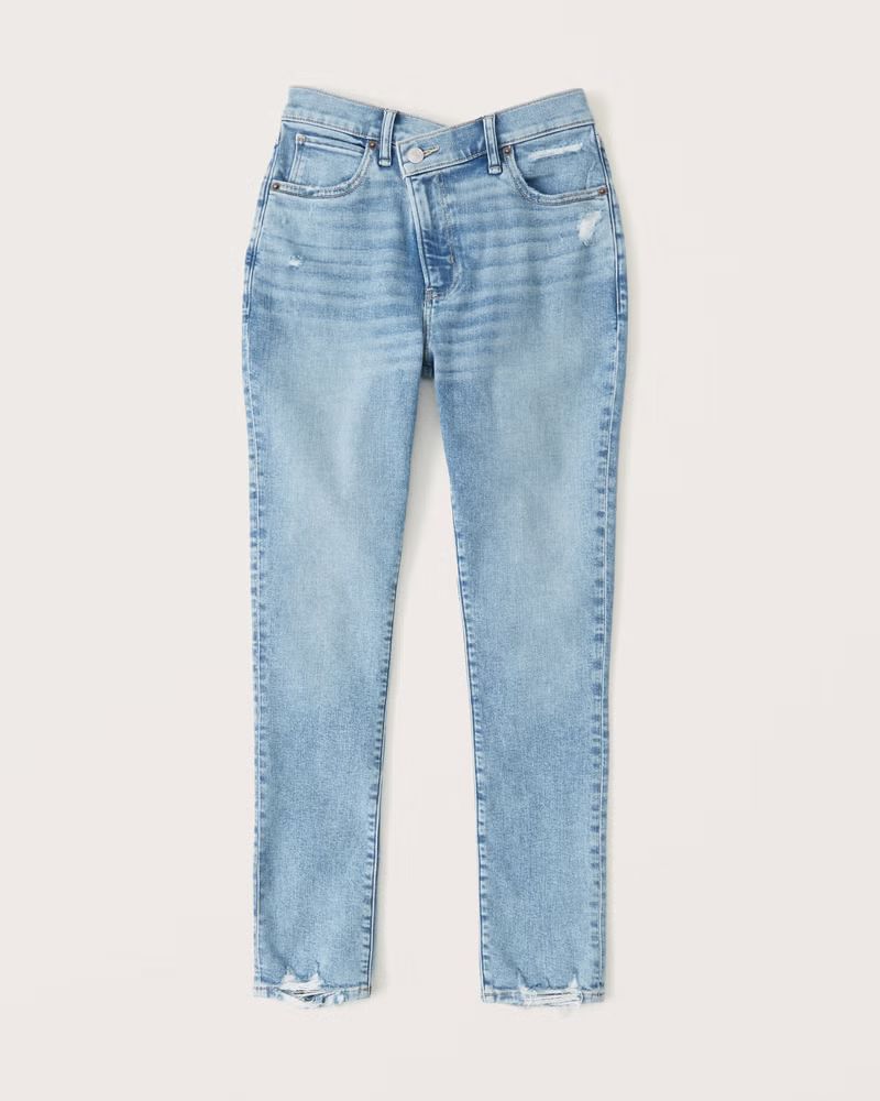 Women's Curve Love High Rise Super Skinny Ankle Jean | Women's Clearance | Abercrombie.com | Abercrombie & Fitch (US)