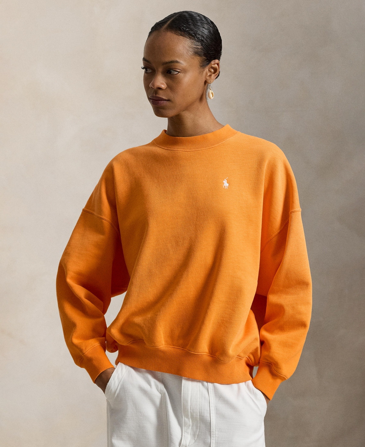 Polo Ralph Lauren Women's Oversized Back-Logo Crewneck Top - Solar Orange | Macy's