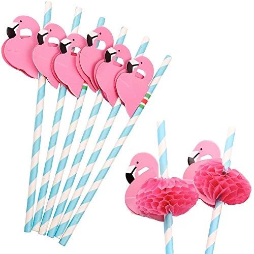 Flamingo Paper Straw Decorations, 50 PCS Disposable Cocktail Drinking Straws Decorative for Party... | Walmart (US)