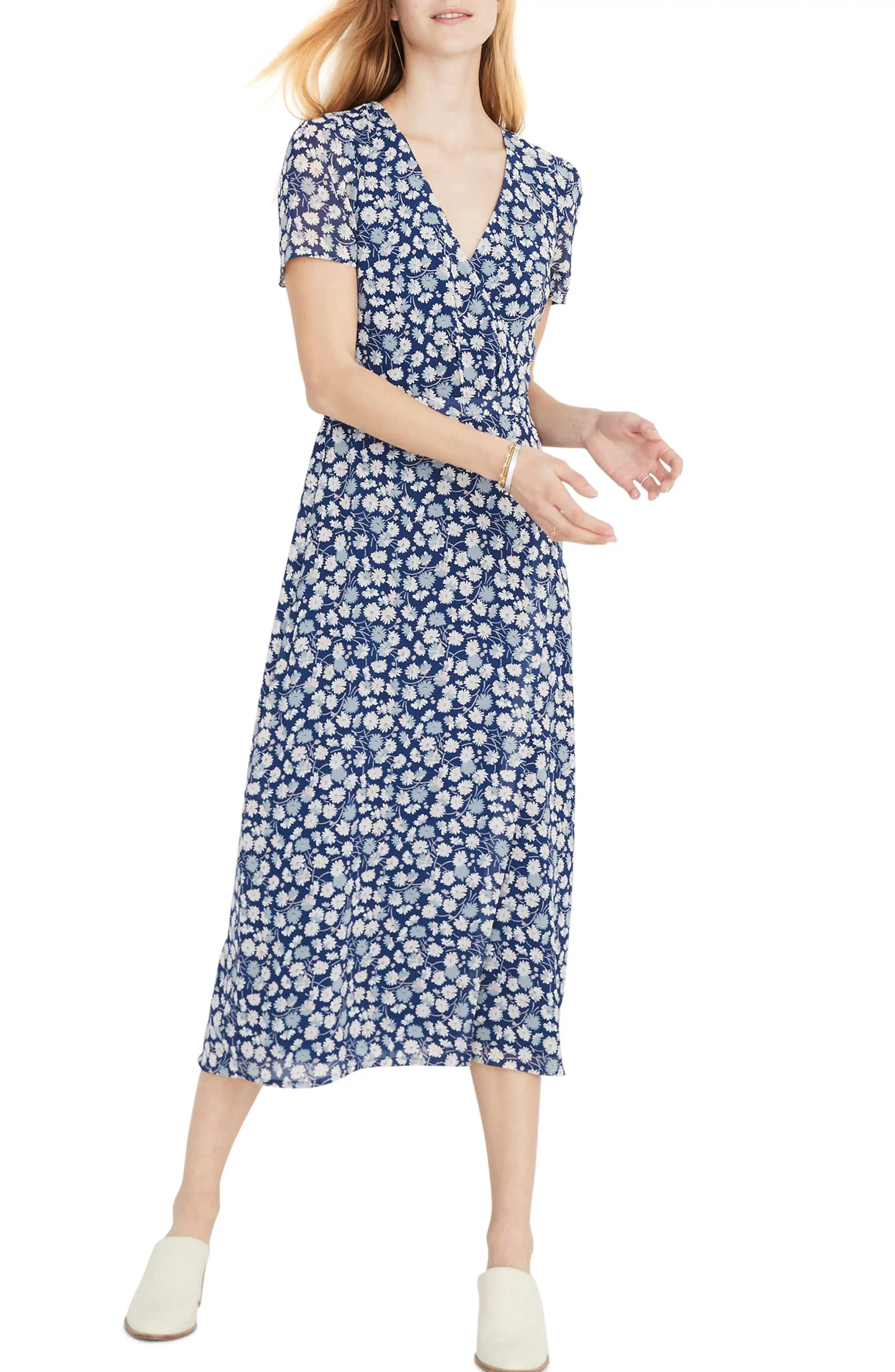 Floral Wrap Front Midi Dress | Nordstrom