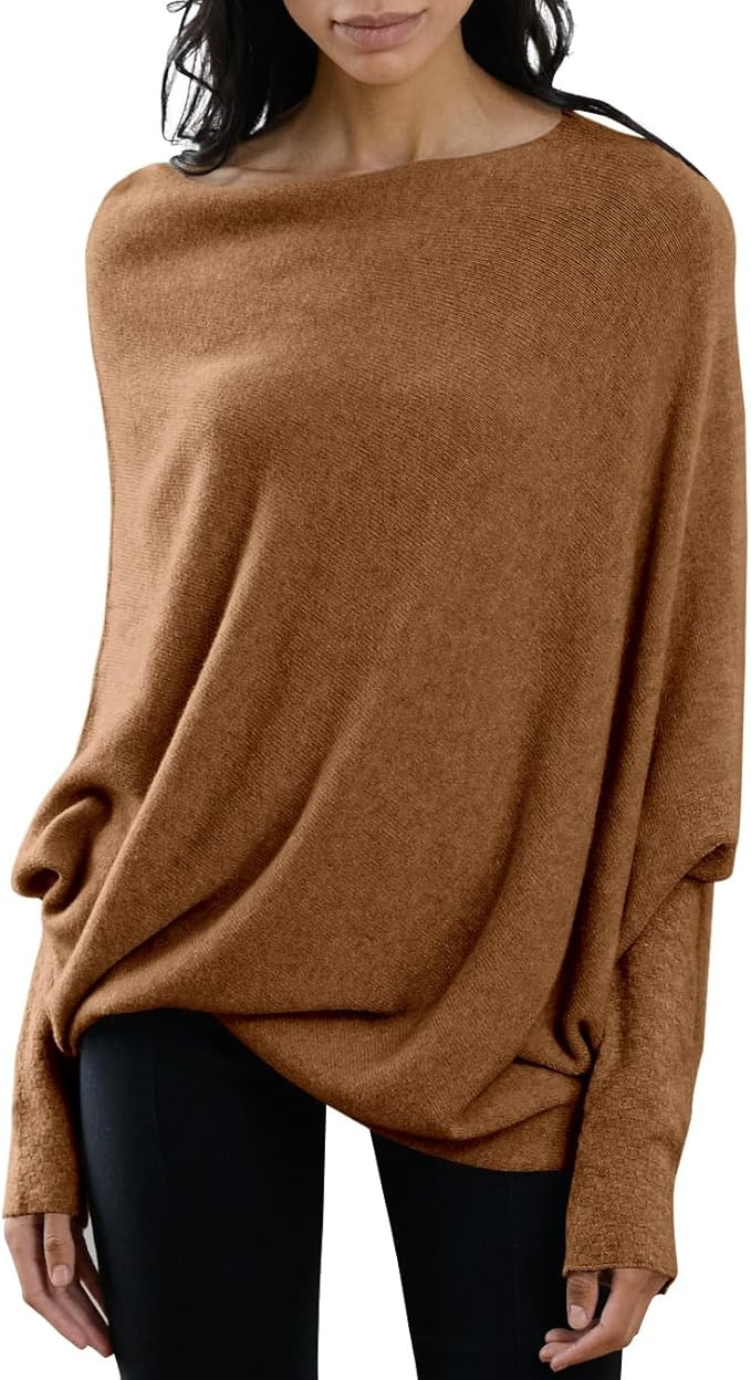 Imily Bela Batwing Boat Neck Sweaters for Women 2024 Spring Long Sleeve Soft Knit Loose Baggy Pul... | Amazon (US)