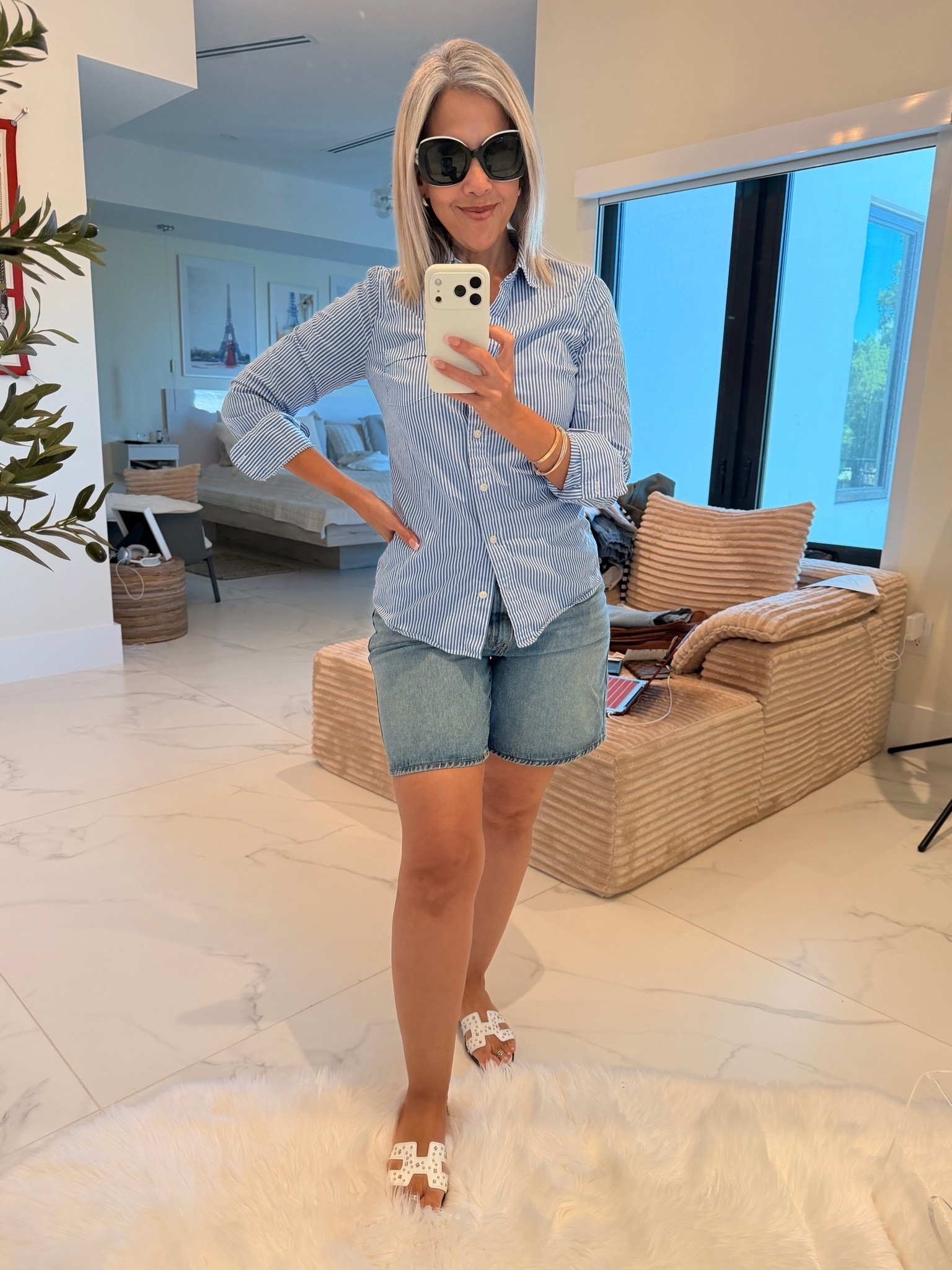Levi’s denim shorts, striped tee and flats… summer uniform 🙌🏼🩵

#LTKgrwm #LTKootd
