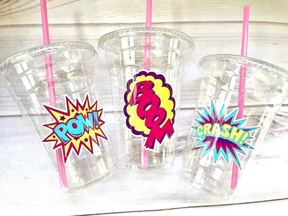 Girl Superhero Party Cups  Pink Girl Superhero Cups Superhero | Etsy | Etsy (US)