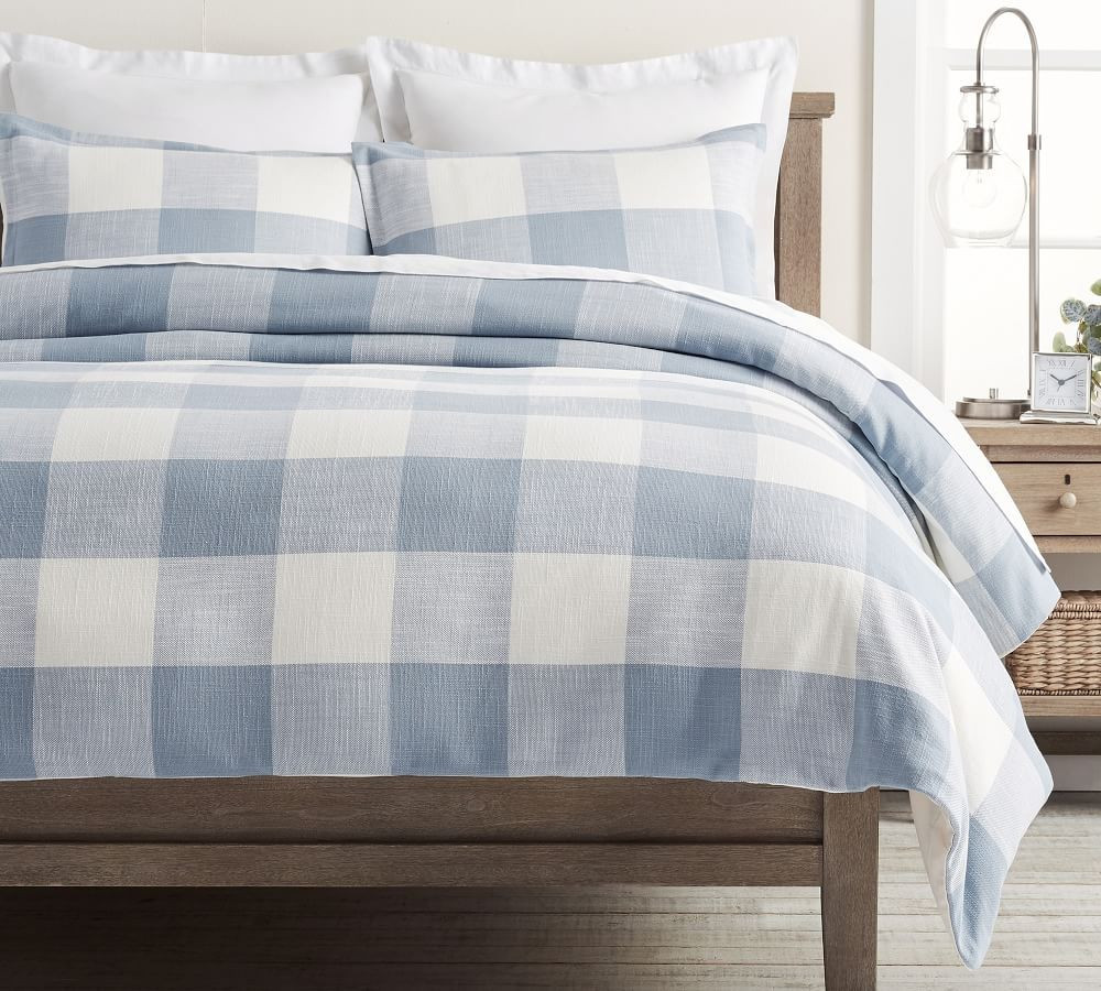 Chambray Bryce Buffalo Check Cotton Duvet Cover, Full/Queen | Pottery Barn (US)