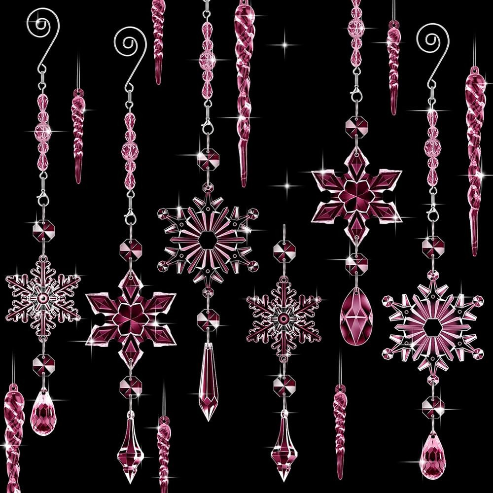 Giegxin 32 Pcs Crystal Christmas Ornaments Crystal Hanging Snowflakes Acrylic Xmas Tree Icicle Dr... | Amazon (US)