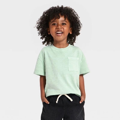 Toddler Boys' Short Sleeve Jacquard Oversized T-Shirt - Cat & Jack™ Mint Green 5T | Target