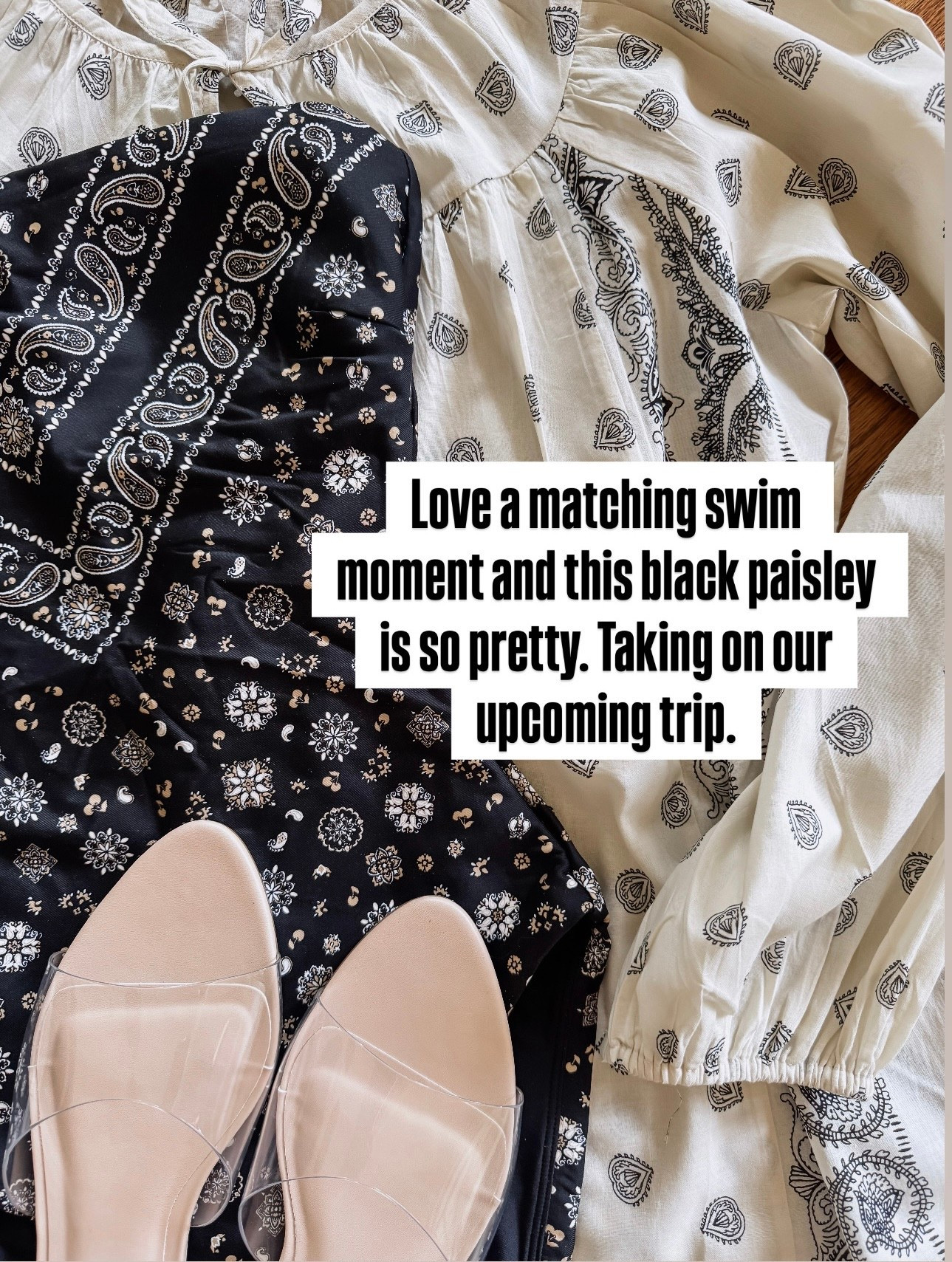 Matching swimsuit & coverup. One piece swim. Clear flat sandals. 
Swim size up. Coverup XS. Sandals TTS. 

#LTKootd #LTKSeasonal #LTKSwim