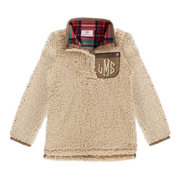 Monogrammed Kids Plaid Sherpa Pullover | Marleylilly