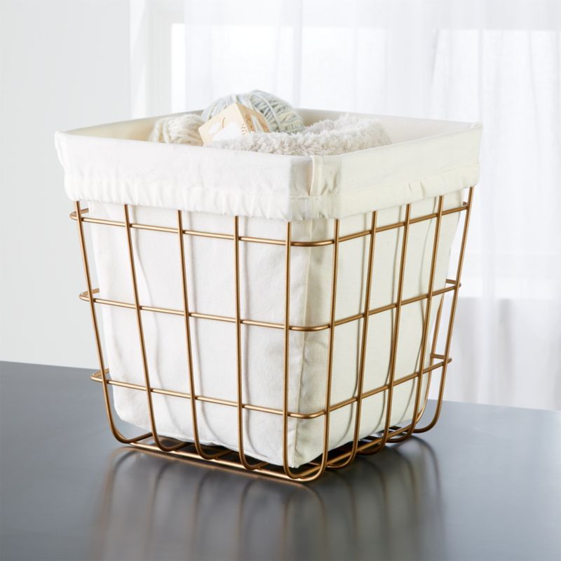 Gold Wire Cube Bin + Reviews | Crate and Barrel | Crate & Barrel