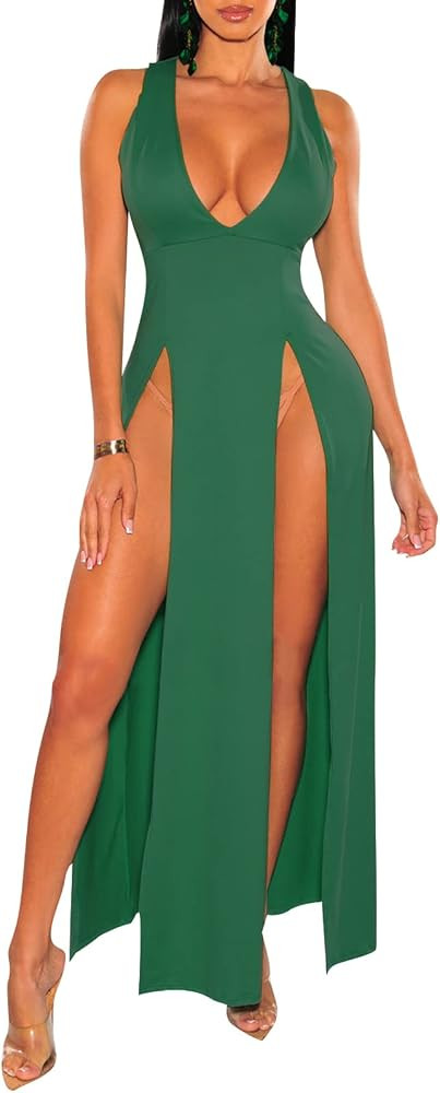 FairBeauty Women's Sexy Mesh Sheer Swimsuit Cover Ups Long Beach See Through Dress | Amazon (US)