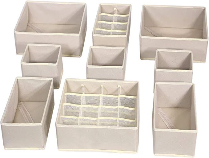 Amazon.com: 9 Pack Foldable Drawer Organizer Dividers Cloth Storage Box Closet Dresser Organizer ... | Amazon (US)