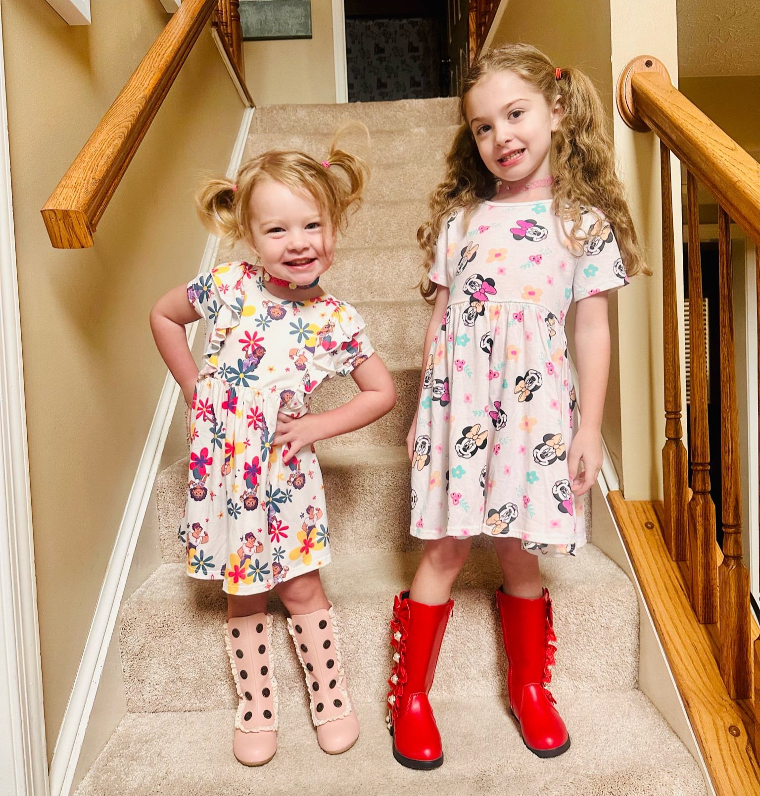 Cute little #disney #spring and #summer #casual dresses 👗 shoes are from #MiaBelle & my girls love these #choker necklaces from @target ! 

#LTKunder50 #LTKkids #LTKshoecrush