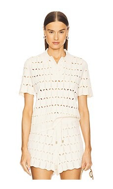 Zimmermann Rhiannon Pointelle Polo in Cream from Revolve.com | Revolve Clothing (Global)