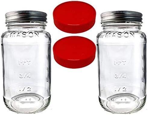 Mason Jars 24oz - Regular Mouth Mason Storage Jars with Lids (set of 2) Made in the USA - Mason J... | Amazon (US)