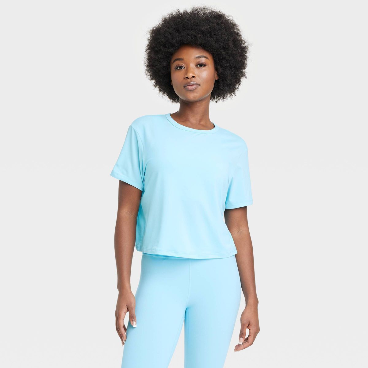 Women's Essential Crewneck Short Sleeve Top - All In Motion™ Light Blue M | Target