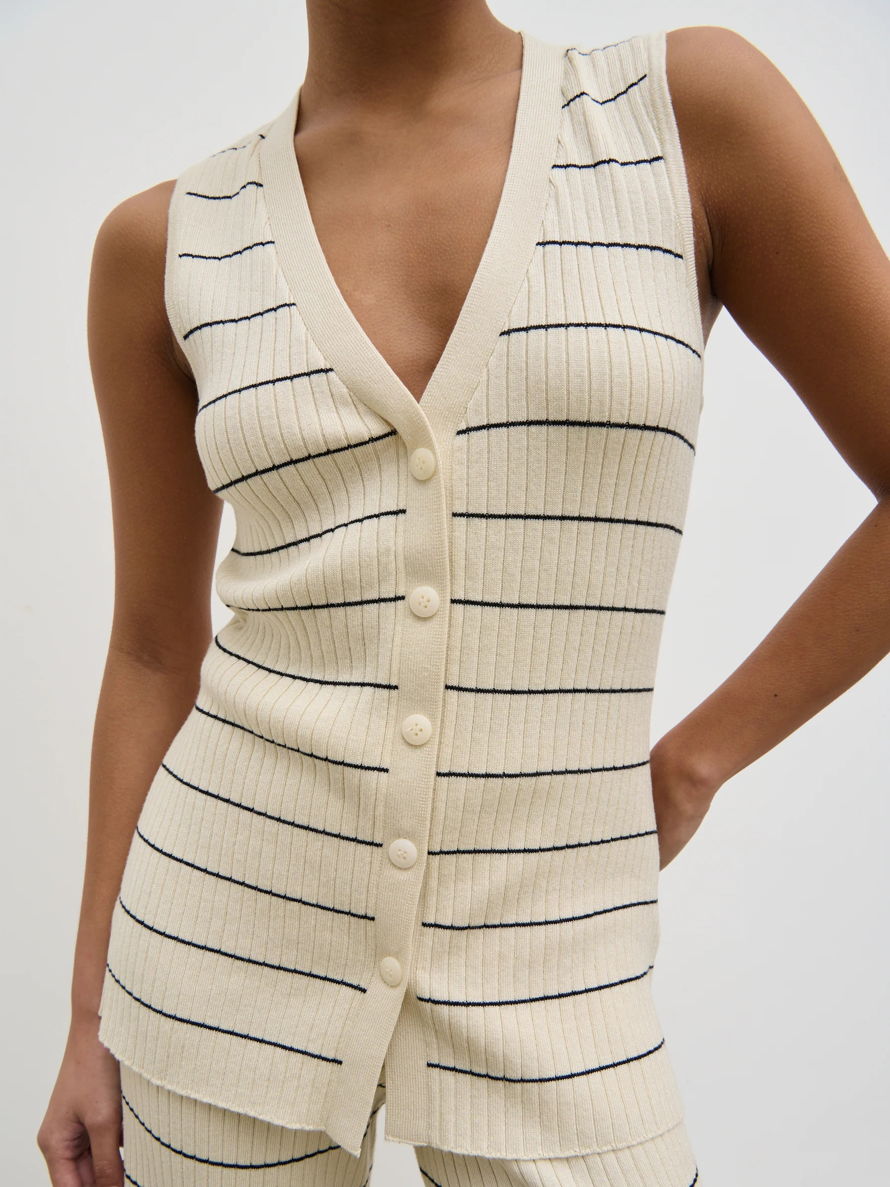Hattie Stripe Knit Waistcoat | Pretty Lavish (UK)